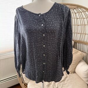 Amour Vert 100% Tencel Button Front Blouse Large Made In USA